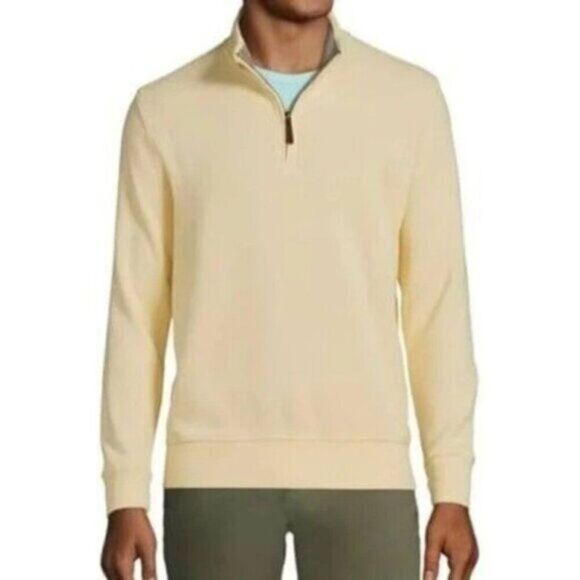 Land's End Men's Yellow Long Sleeve Quarter Zip Pullover Sweatshirt XL - Picture 2 of 9